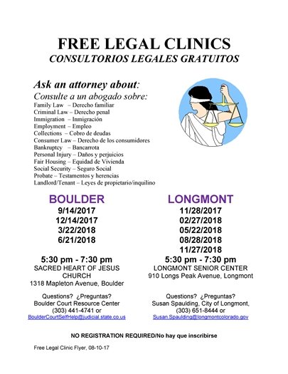 Upcoming Free Legal Clinics
