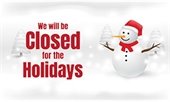 Closed for Dec 25 and 26